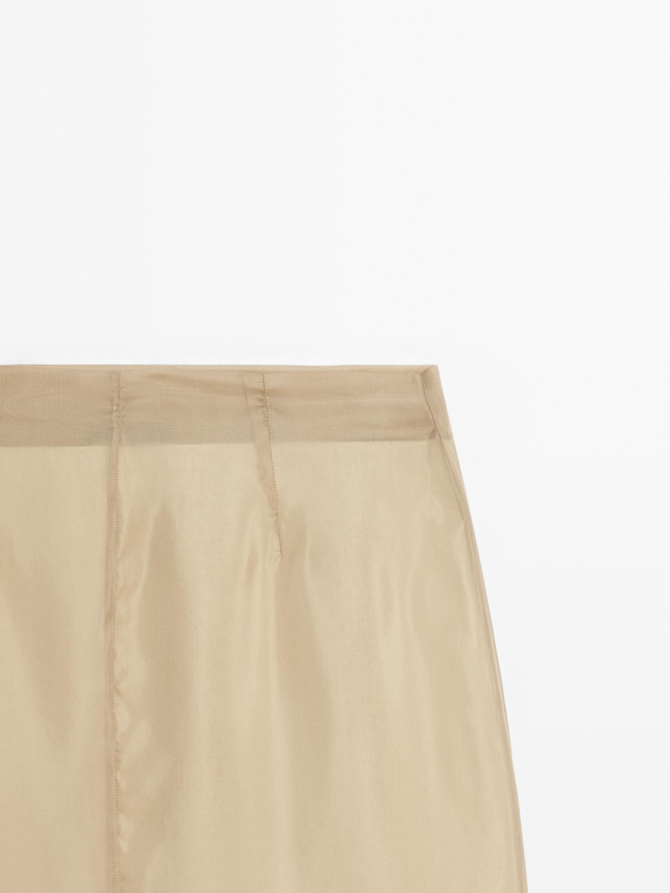 Silk blend double-layer midi skirt